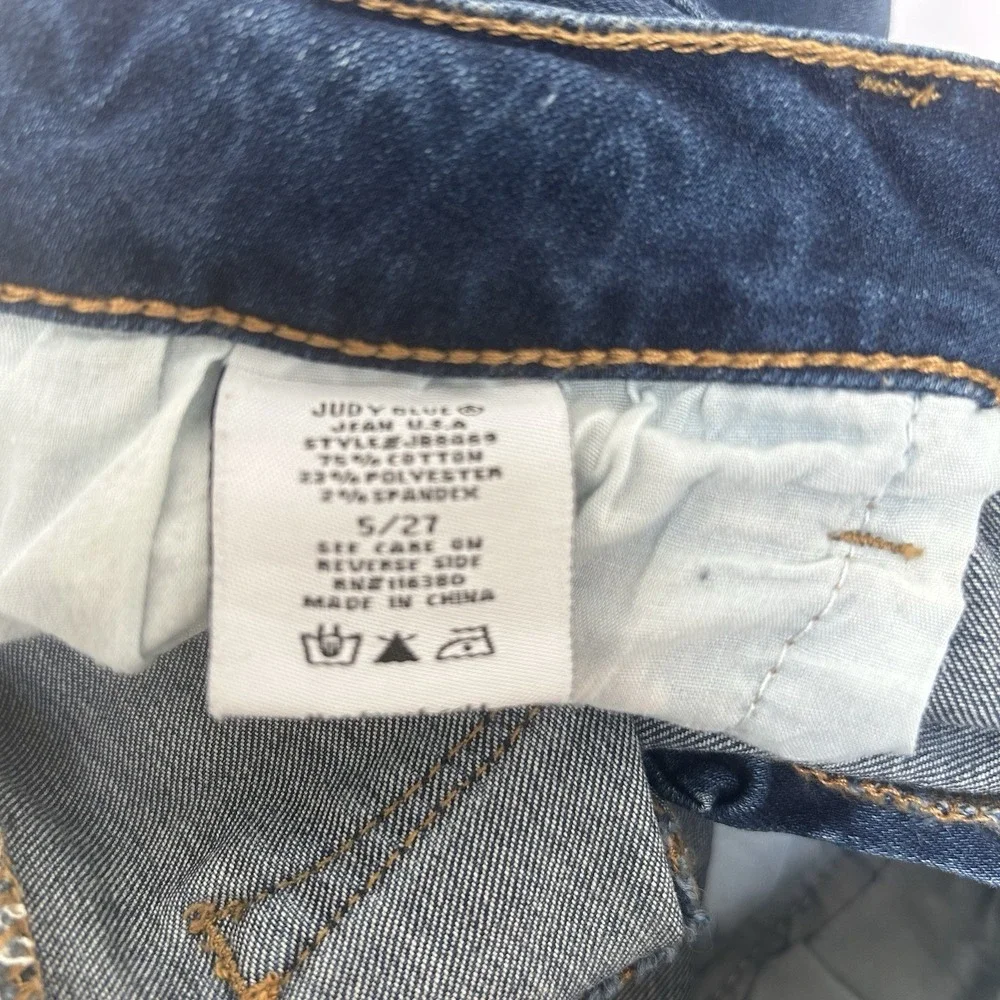 Judy Blue Skinny Fit Mid-Rise Moto Distressed Jeans Size 5/27 Style‎ #8469